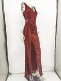 Sexy Retro Green Sequin Dress Women's Long Dress Evening Gown
