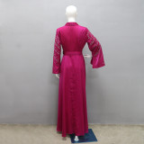 Muslim Beaded Dress Chic Elegant Robe With Belt