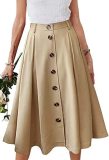 Spring Summer Women's Casual Button Skirt