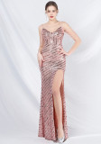 Craft Beaded Long Strap Evening Dress