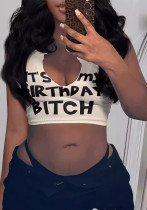 Fashion Ribbed Letter Print Vest Fashionable Women's Clothing Fashion Ribbed Letter Print Vest Fashionable Women's Clothing