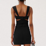 Women's Flower Decoration Hollow Solid Color Sexy One-Piece Swimsuit Skirt Set