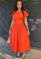 Women Lantern Sleeve Top and Skirt Two-piece Set Women Lantern Sleeve Top and Skirt Two-piece Set