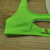 Women Solid Bikini Cutout Swimwear Two Pieces