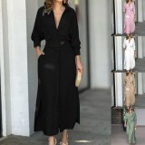 Women Blue Long Sleeve Dress