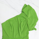 Women Slash Shoulder Ruffle Jumpsuit