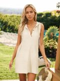 Women v-neck sleeveless hooded dress