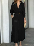 Women Blue Long Sleeve Dress