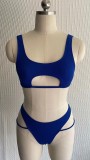 Women Solid Bikini Cutout Swimwear Two Pieces
