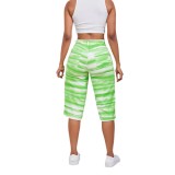 Women Tie Dye Straight Stretch Ripped Denim Cropped Pants Straight Leg Pants