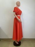 Women Lantern Sleeve Top and Skirt Two-piece Set