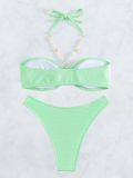 Women Lace-Up Halter Neck Sexy Bikini Swimwear Two Pieces