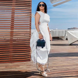 Summer Women Round Neck Solid Dress
