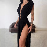 Women Bohemian Style Hollow Slit Long Dress