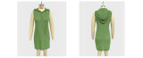 Women v-neck sleeveless hooded dress