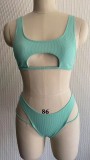Women Solid Bikini Cutout Swimwear Two Pieces