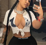 Women sexy Lace-Up short-sleeved Top and Shorts two-piece set