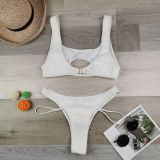 Women Solid Bikini Cutout Swimwear Two Pieces