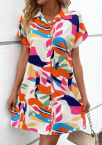 Women short sleeve printed shirt dress Women short sleeve printed shirt dress