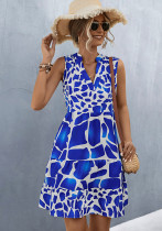 Women Sleeveless Printed Dress Women Sleeveless Printed Dress