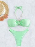 Women Lace-Up Halter Neck Sexy Bikini Swimwear Two Pieces