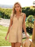 Women v-neck sleeveless hooded dress