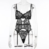 Sexy Hollow Lace-Up Chain Lace Sexy Lingerie Set