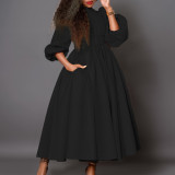 Women's Half Turtle Neck Three-Quarter Sleeve Chic Slim Waist Slim Fit Swing Dress