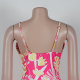 Printed Strap Slim Nightclub Dress