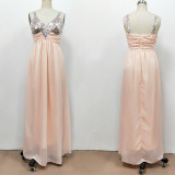 Women's Evening Dress Chiffon Sequin Strap Dress