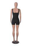Women Sleeveless Backless Solid Sports Jumpsuit