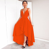 Strap Plus Size Women's V-Neck Swing Dress Sexy Low Back Formal Party Dress