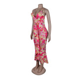 Printed Strap Slim Nightclub Dress