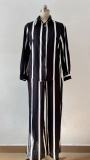 Fashion Casual Women's Spring And Autumn Striped Long Sleeve Shirt Loose Pants Women's Two-Piece Set