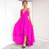 Strap Plus Size Women's V-Neck Swing Dress Sexy Low Back Formal Party Dress