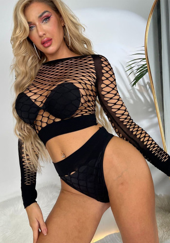 Mesh Long Sleeve Two Piece Lingerie Set