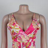 Printed Strap Slim Nightclub Dress
