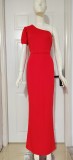 Women's One Shoulder Sexy Chic Balloon Sleeve Dress