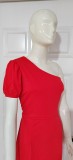 Women's One Shoulder Sexy Chic Balloon Sleeve Dress