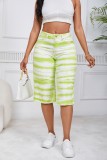 Women Tie Dye Straight Stretch Ripped Denim Cropped Pants Straight Leg Pants