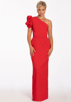 Women's One Shoulder Sexy Chic Balloon Sleeve Dress Women's One Shoulder Sexy Chic Balloon Sleeve Dress