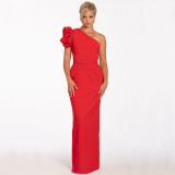 Women's One Shoulder Sexy Chic Balloon Sleeve Dress