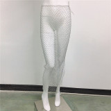 Diamond Fishnet Mesh Skirt Nightclub Party Sexy See-Through Skirt