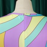 Summer Fashion Chic Women's Belt Print African Plus Size Midi Dress