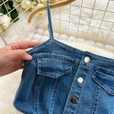 Women's Summer Slit Strap Dnim Dress