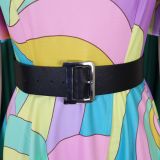 Summer Fashion Chic Women's Belt Print African Plus Size Midi Dress