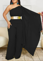 Women's Spring Summer Fashion Chic Slash Shoulder Patchwork Pleated OL High Waist African Jumpsuit Women's Spring Summer Fashion Chic Slash Shoulder Patchwork Pleated OL High Waist African Jumpsuit