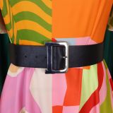 Summer Fashion Chic Women's Belt Print African Plus Size Midi Dress