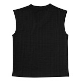 Men's Summer Loose Sleeveless T-Shirt Shorts Men's Summer Casual Jacquard Knitting Set