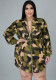 Women's Camouflage Print Lace-Up Slim Fit Casual Fashion Plus Size Dress